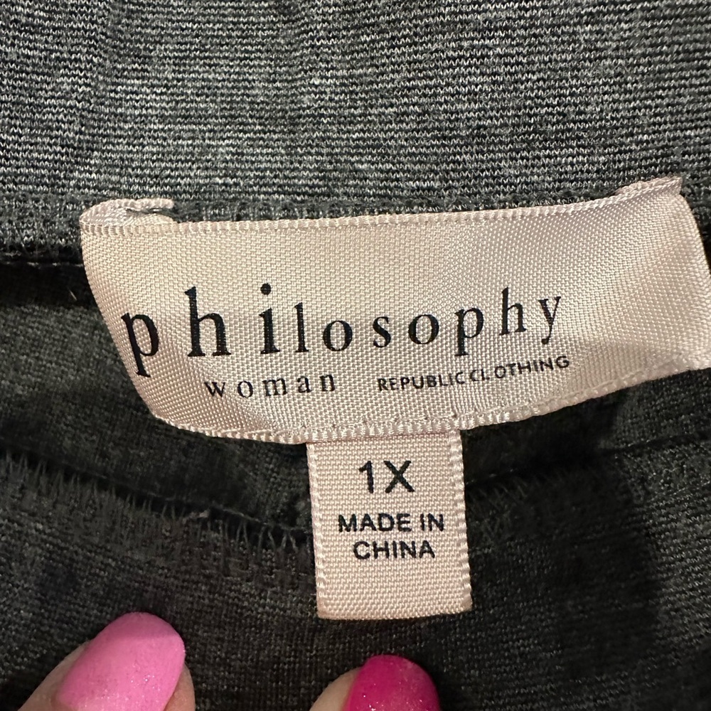 Philosophy Woman Republic Gray Pull-On Ankle Pants SZ 1X - Picture 3 of 6